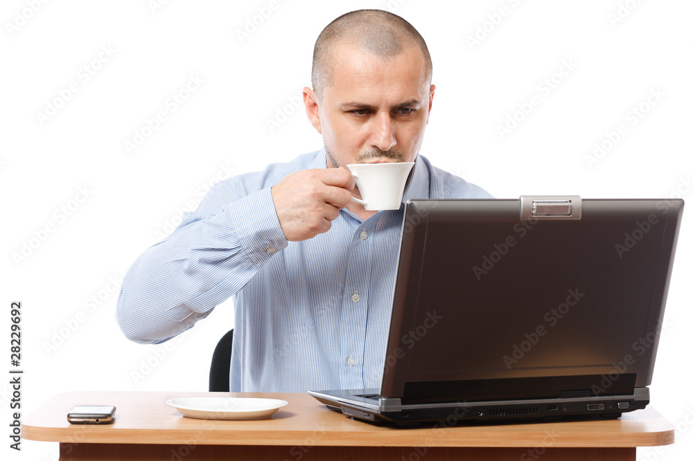 Young businessman with coffee and laptop Young businessman with coffee and laptop