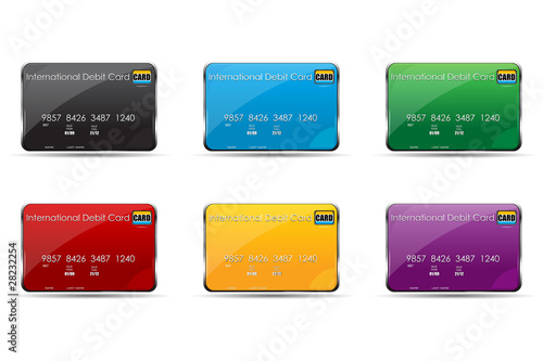 colorful international debit cards