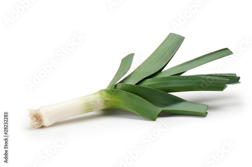 Leeks on a white background