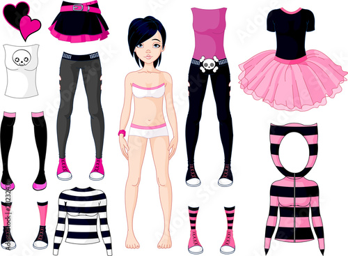 Girl with dresses .  Emo stile