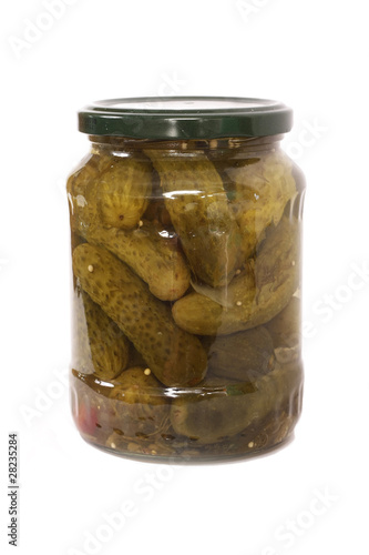 pickle marinated cucumber on white background