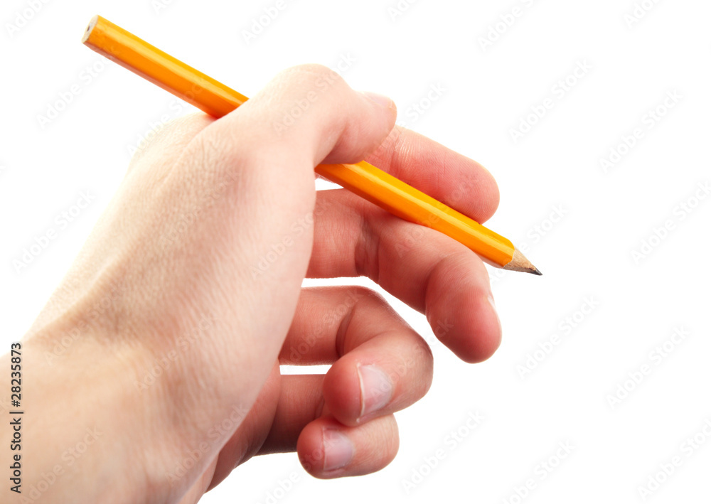 Hand holding pencil pen. Writing Hand holding pencil pen. Writing