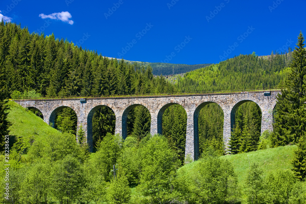 Obraz premium wiadukt kolejowy w pobliżu miejscowości Telgart na Słowacji