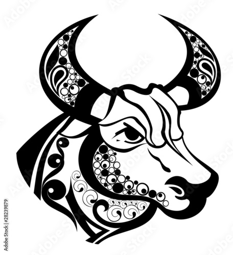 Zodiac signs - Taurus.Tattoo design.