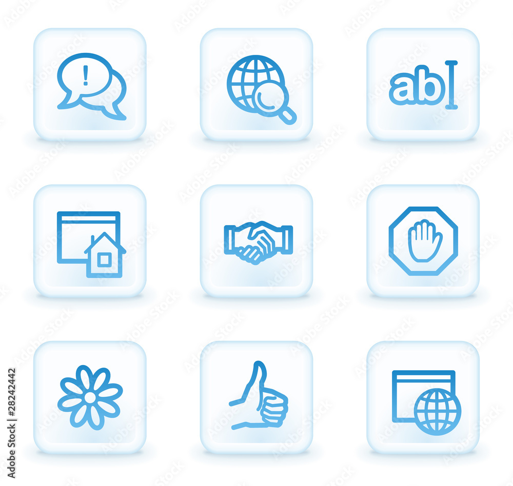 Internet web icons set 1, white square buttons Internet web icons set 1, white square buttons