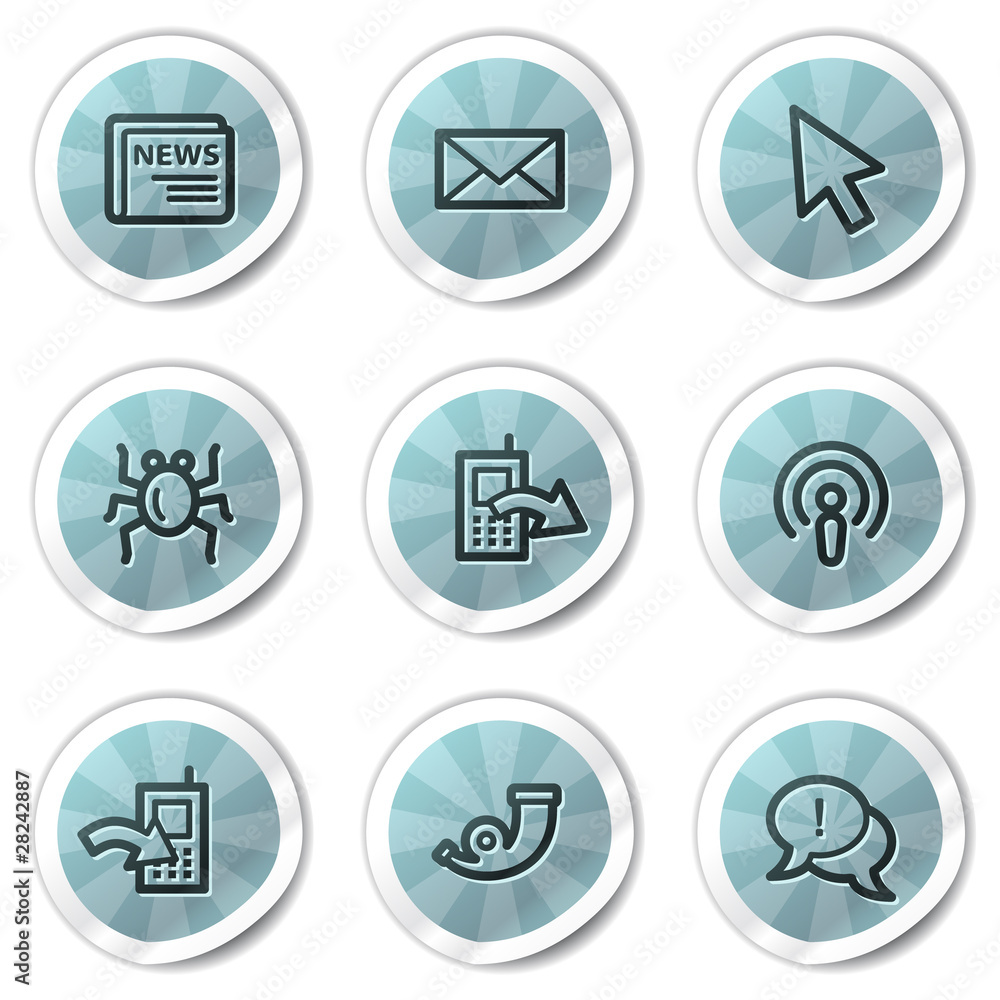 Internet web icons set 2, blue shine stickers series Internet web icons set 2, blue shine stickers series