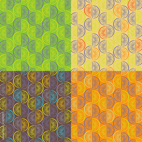 Pattern from orange segments of four different colors