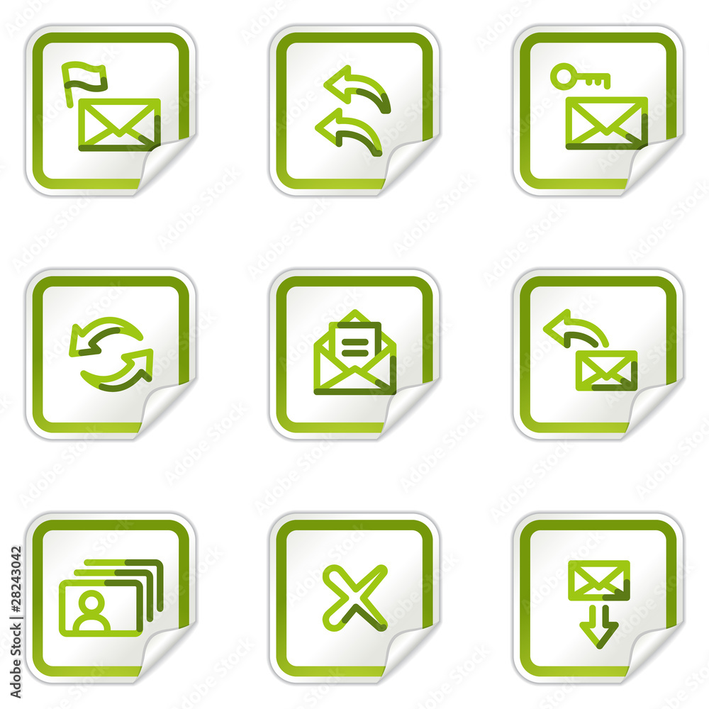 E-mail web icons set 1, green stickers series
