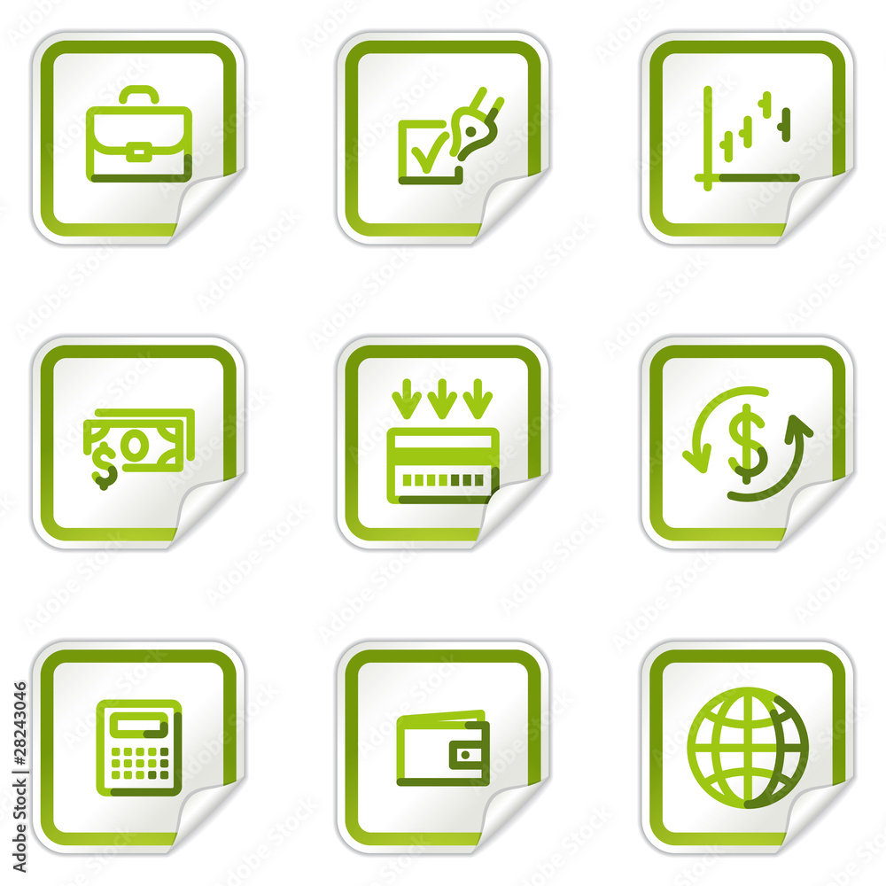 Finance web icons, green stickers series Finance web icons, green stickers series
