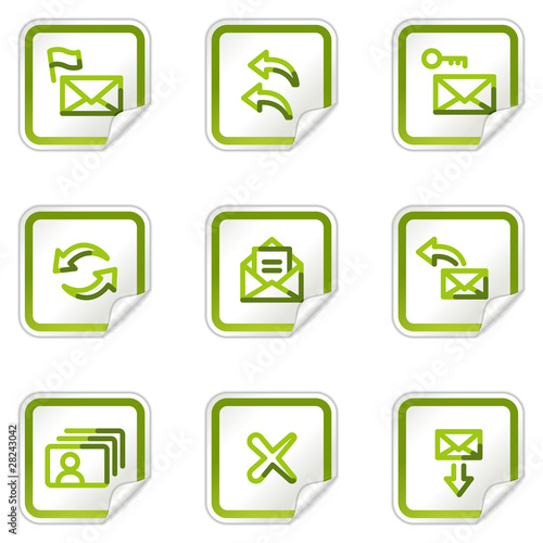 E-mail web icons set 1, green stickers series