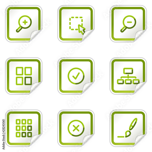 Image viewer web icons, green stickers series