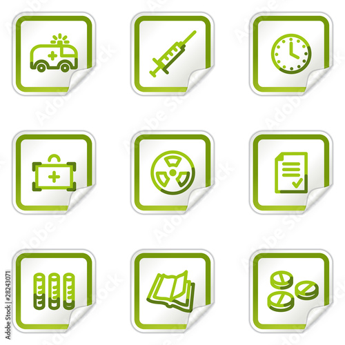 Medicine web icons set 1, green stickers series