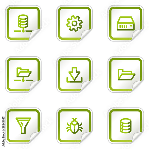 Server web icons, green stickers series