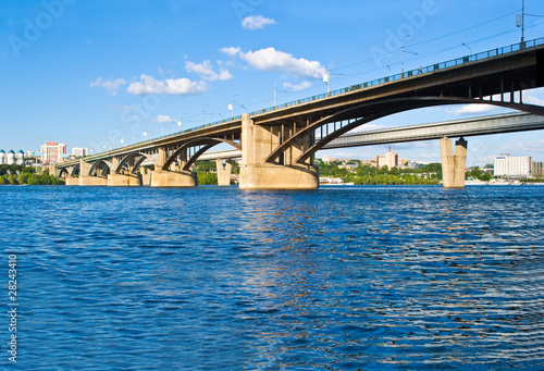 Obraz na płótnie Bridge over the River Ob in Novosibirsk w salonie