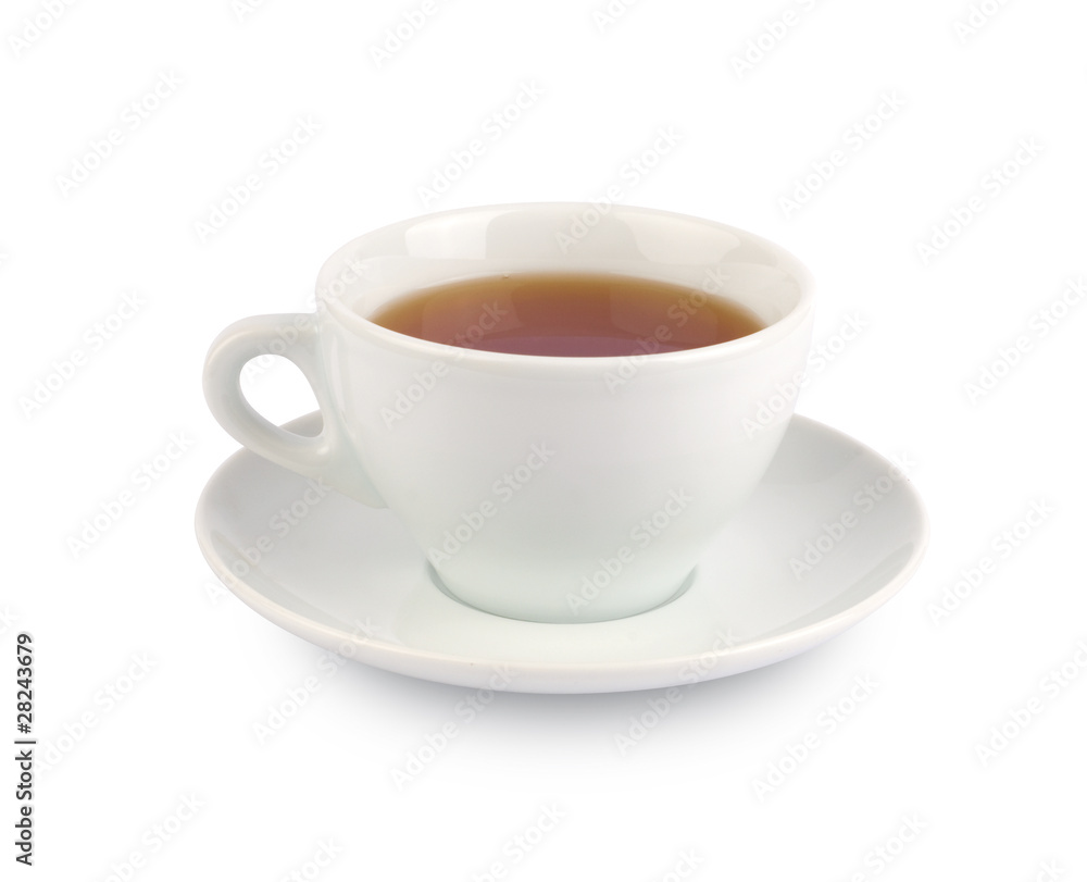 Cup of black tea. Isolated on white background