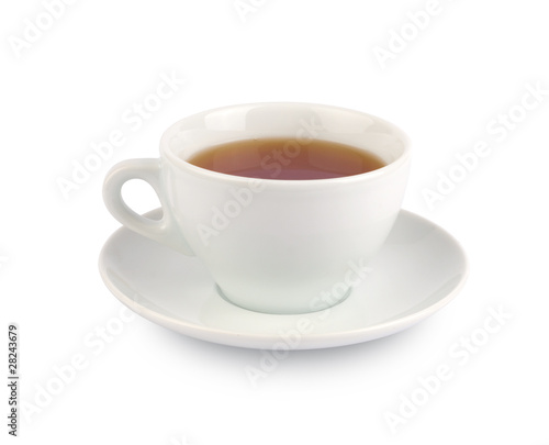 Cup of black tea. Isolated on white background