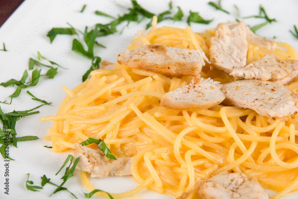 Pasta with chicken meat Pasta with chicken meat