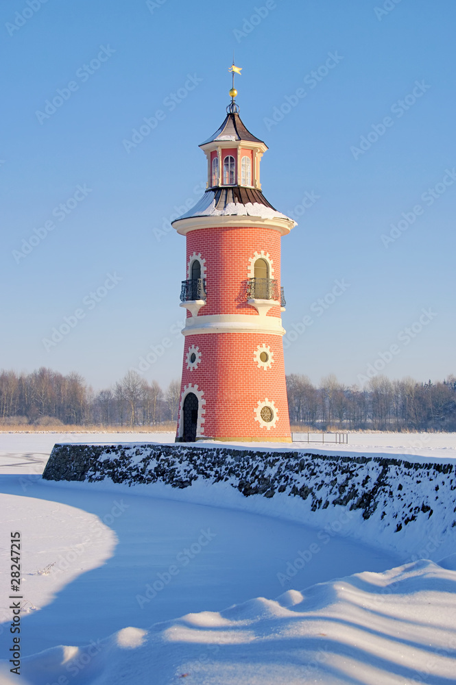 Moritzburg Leuchtturm im Winter 07
