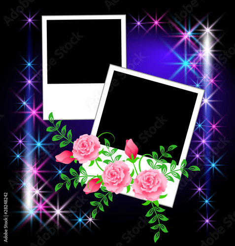 Page layout photo album with roses