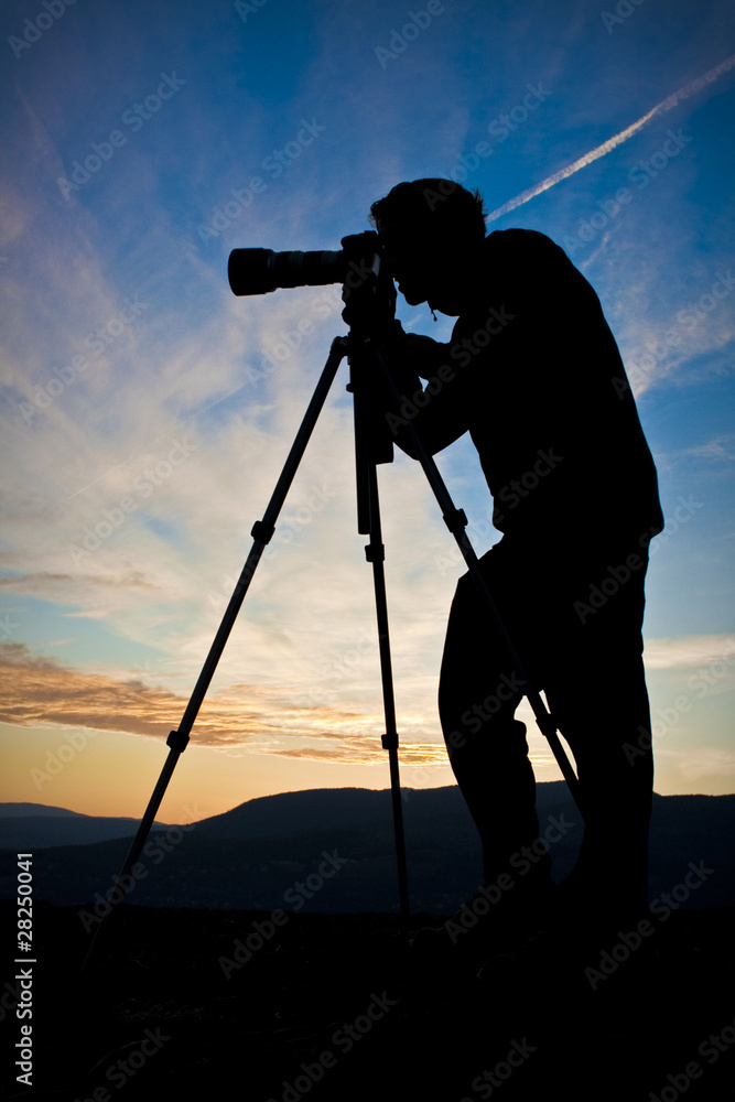 Vibrant Photographer Sunset Silhouette