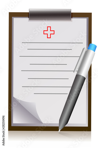 doctor's letter pad with pen