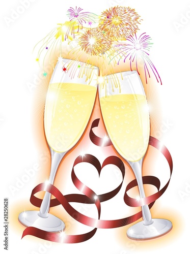 Festa e Bicchieri di Champagne-Champagne Party-Vector