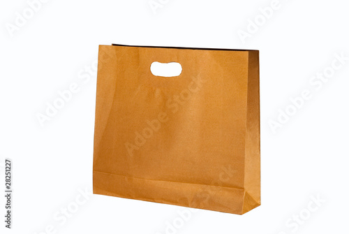 Brown Paper Bag on White Background