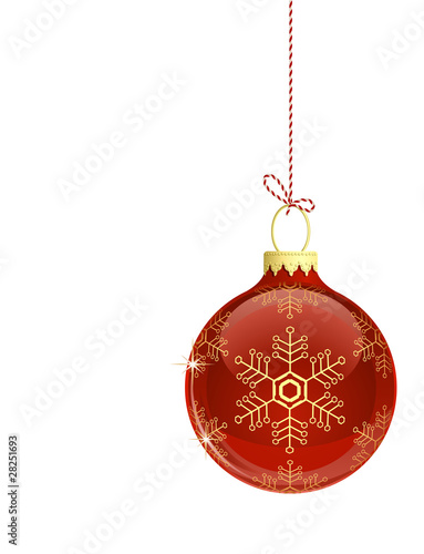 Red christmas ball. Christmas bauble with reflection