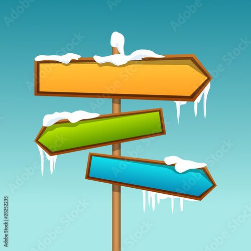 snowy direction board
