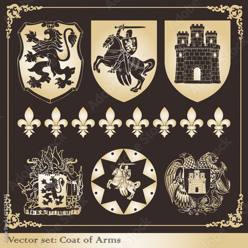 Gold coat of arms heraldic