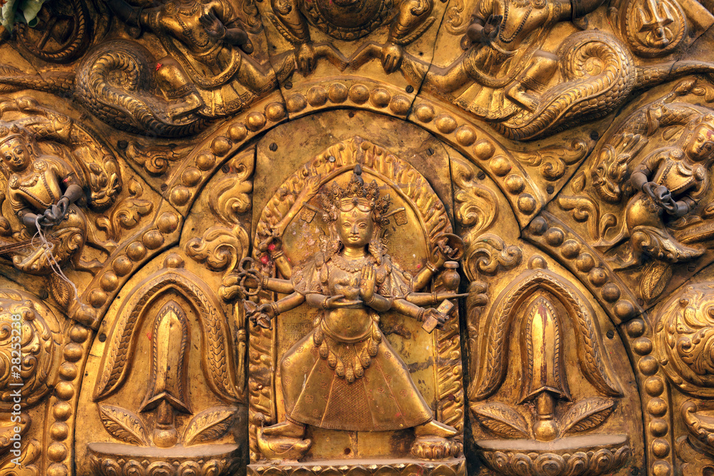 goddess bronze carved sculpture, Nepal
