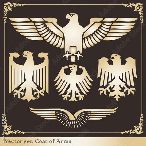 Canvas-taulu Gold eagle coat of arms heraldic