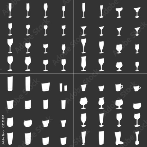 Wine Beer Glass Cup 3d vector set