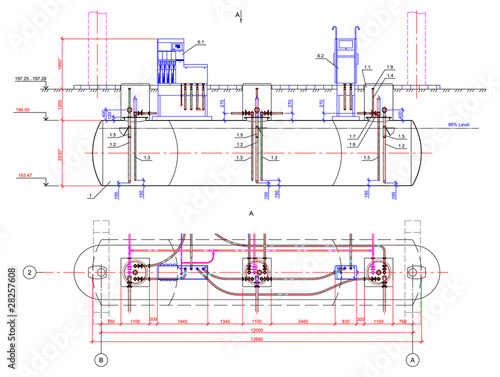 vector drawing of the underground tank