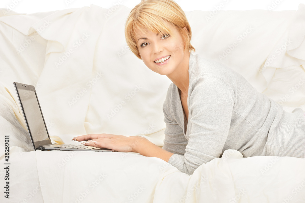 happy woman with laptop computer happy woman with laptop computer