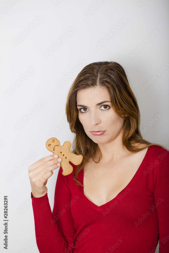 Sad woman and Sad Gingerbread cookie Sad woman and Sad Gingerbread cookie
