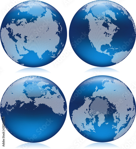 Shiny blue Earth globe, Northern hemisphere