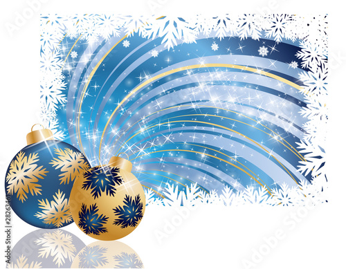 Blue background with  xmas balls. vector illustration