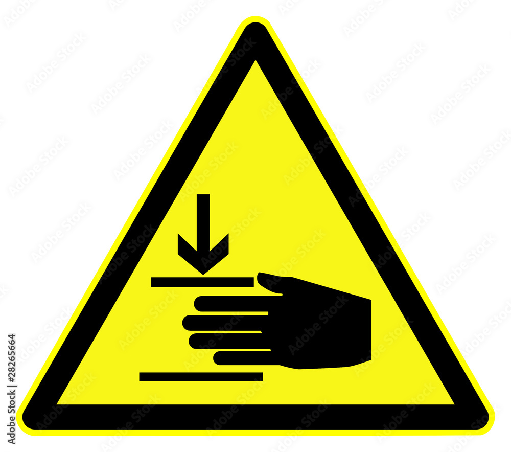 Hand injury warning sign Stock Illustration | Adobe Stock