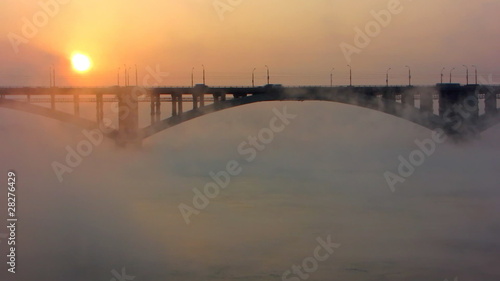 Wallpaper Mural River,bridge, mist, sun. Torontodigital.ca