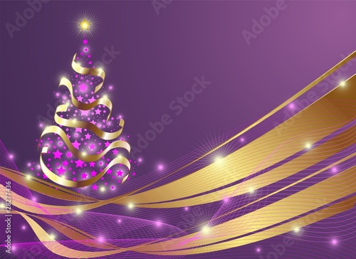 Natale Albero di Stelle-Christmas Stars Tree Background-Vector