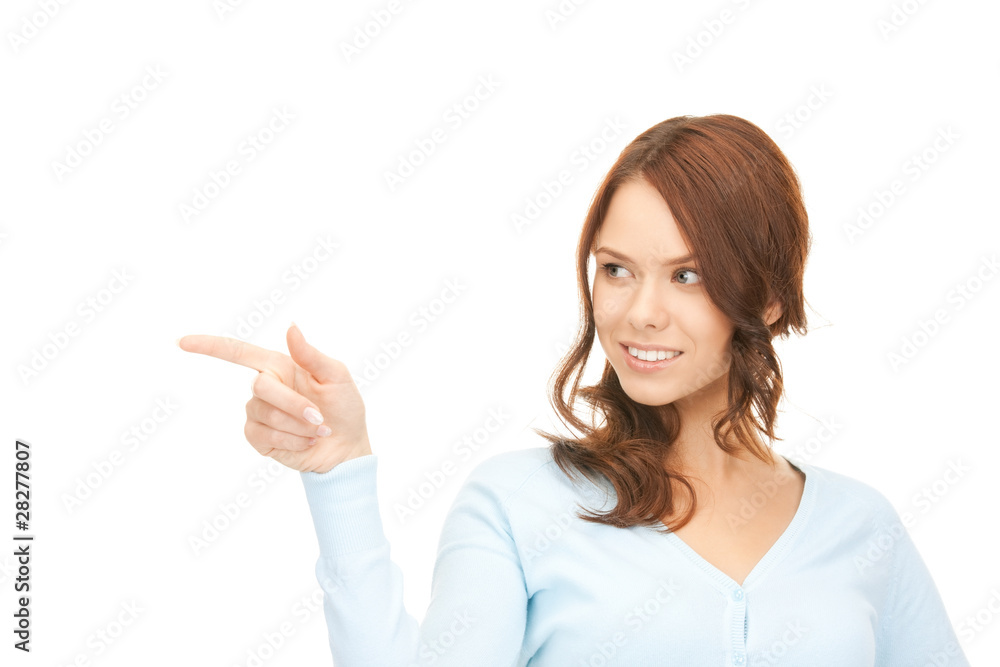 businesswoman pointing her finger businesswoman pointing her finger