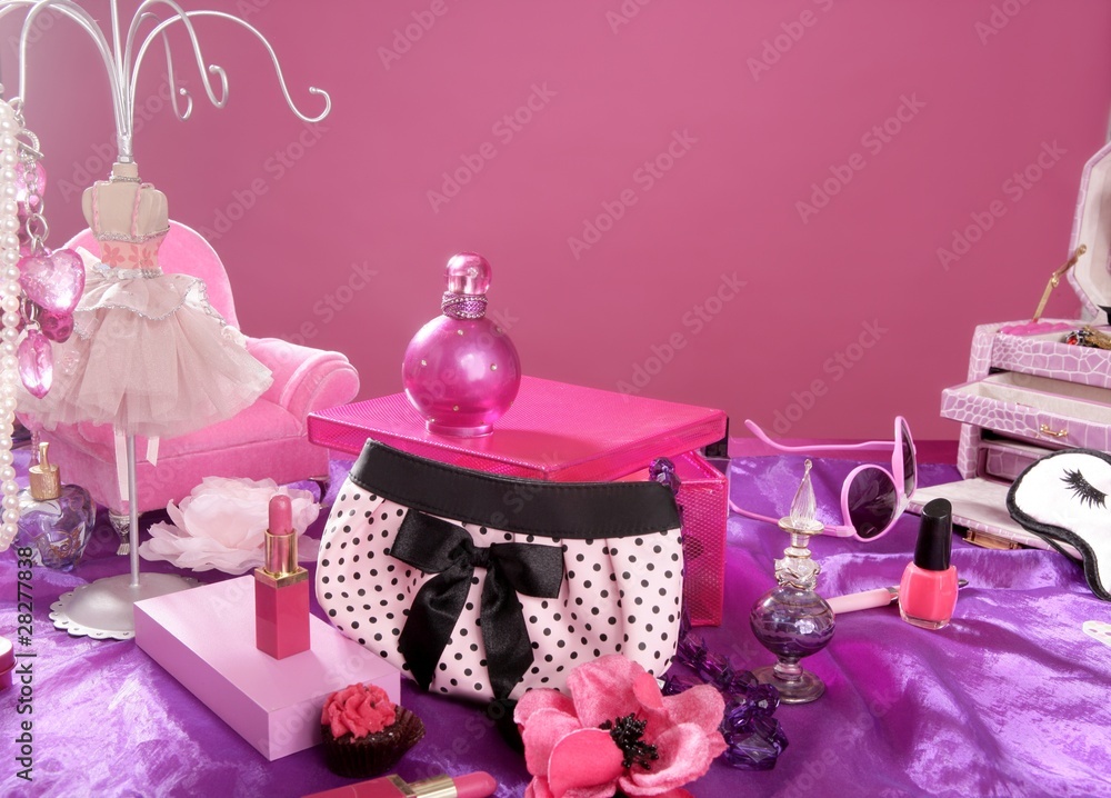 barbie style fashion makeup vanity dressing table Photos | Adobe Stock