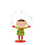 cute Christmas elf and snowflake
