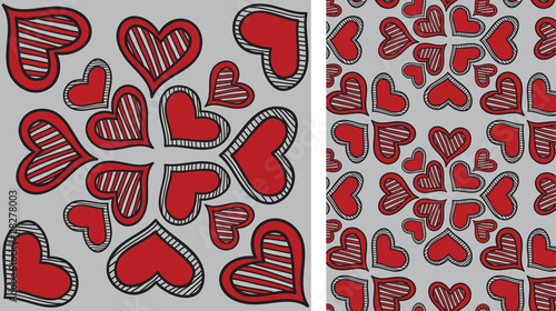 semless background with decorative hearts