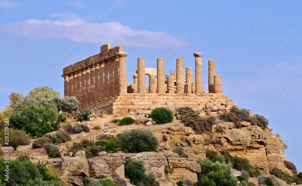 Remains of ancient Greek temple of Juno at Agrigento, Sicily