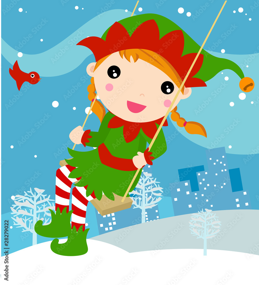Naklejka premium Swinging elf