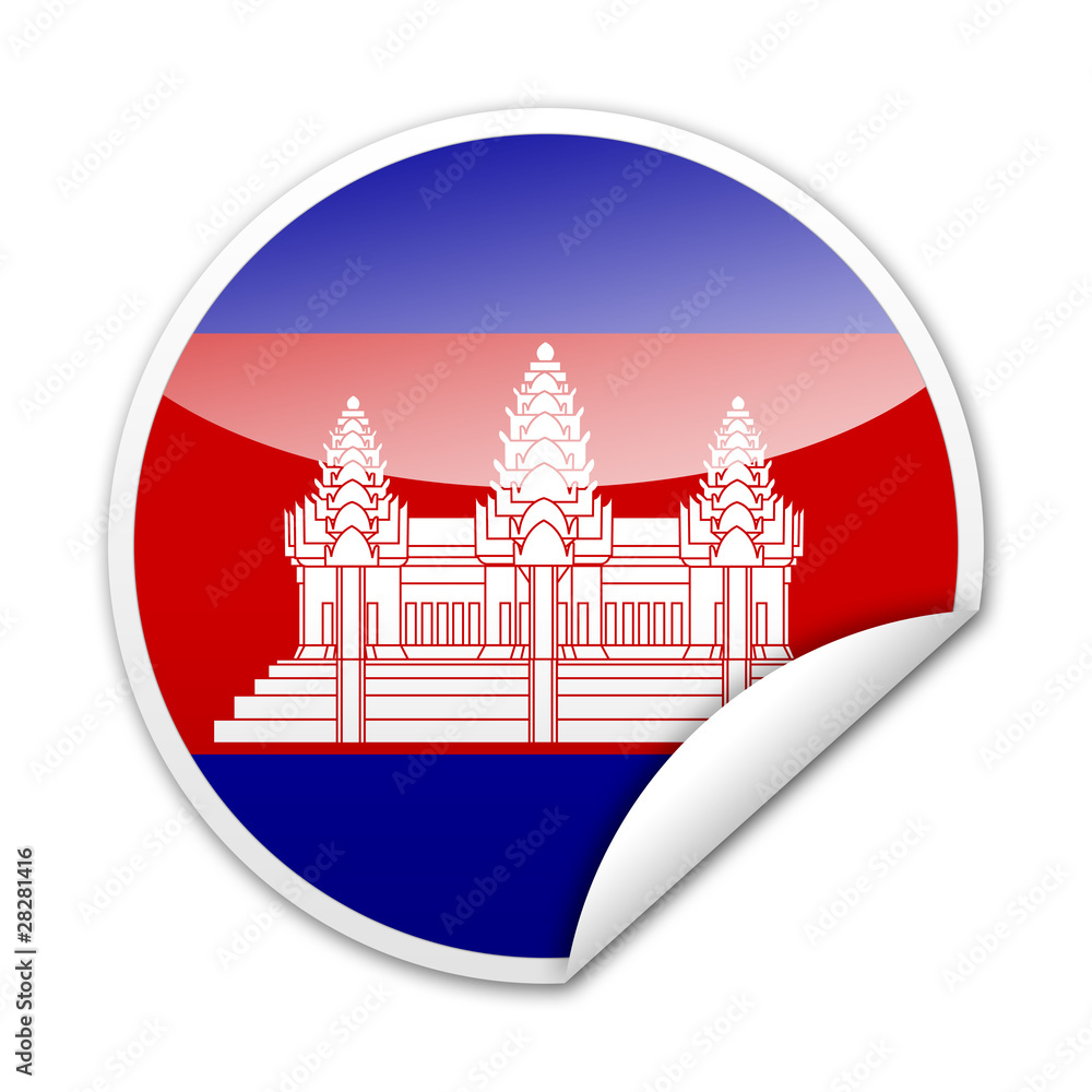Pegatina bandera Camboya con reborde