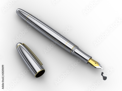 Wallpaper Mural Metal fountain pen on white background Torontodigital.ca
