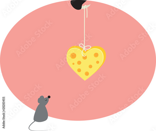 mouse and heart from cheese